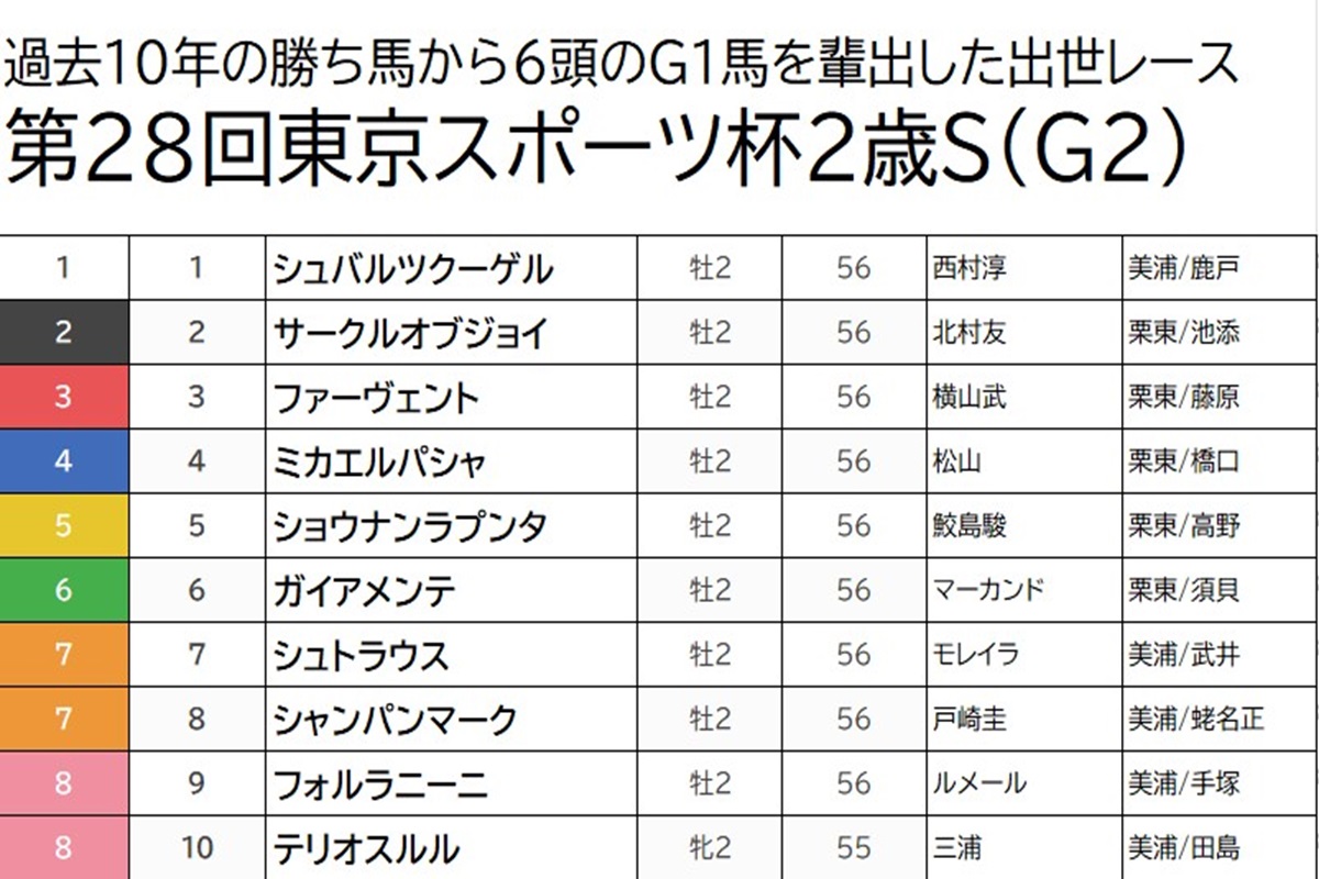 【東京スポーツ杯2歳S（G2）予想】シュトラウスは4番手評価。ハイレベルな高速決着必至だけに1800m持ち時計No.1に期待の画像1